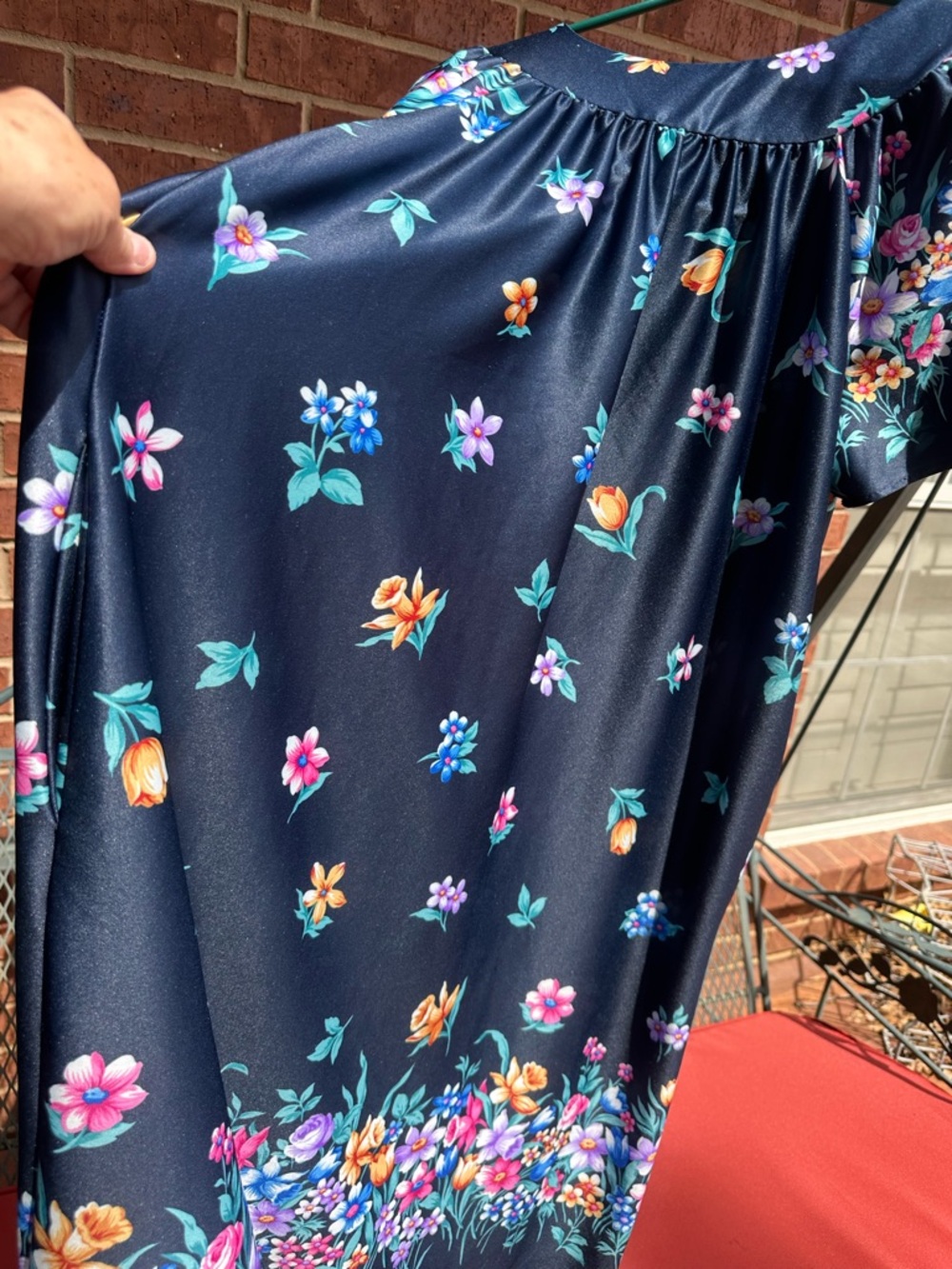 Women’s Robe or Lounge Wear, Navy Floral, Medium - Picture 3 of 3